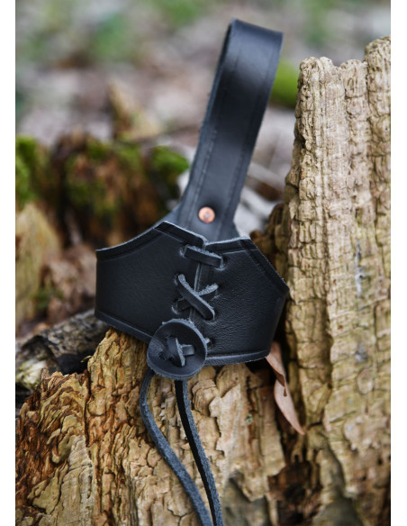 Black leather baldric for Viking horn