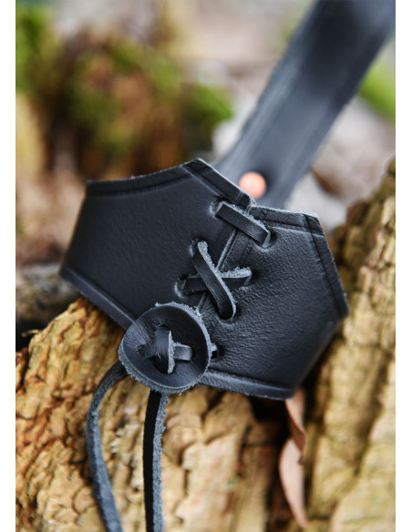Black leather baldric for Viking horn