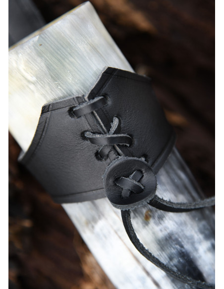 Black leather baldric for Viking horn