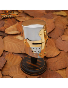 Mini Medieval Crusaders Helmet with wooden support 2