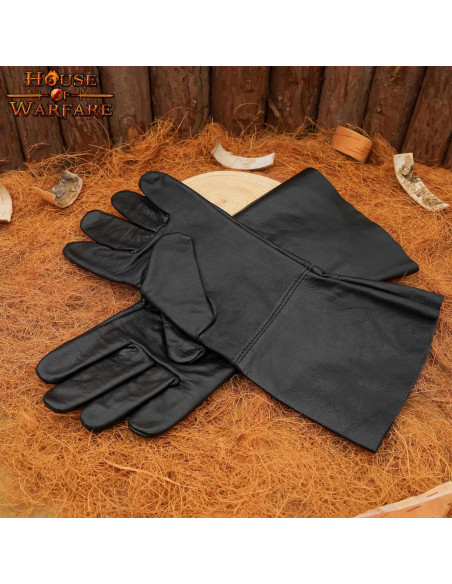 Medieval gloves in black leather