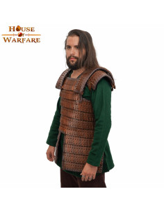 Lamellar viking armor in brown leather