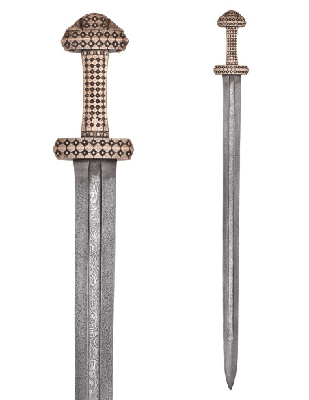 Viking sword with bronze hilt,...