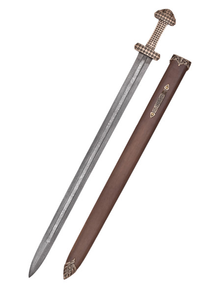 Viking sword with bronze hilt,...