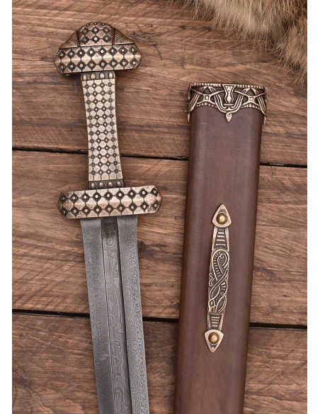 Viking sword with bronze hilt,...