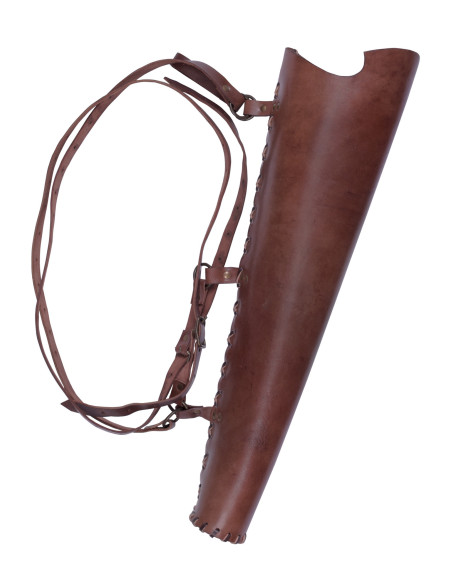 Brown leather quiver, with back strap...
