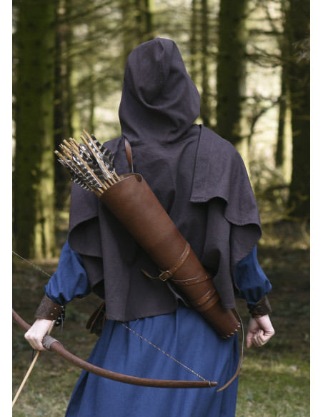 Brown leather quiver, with back strap...