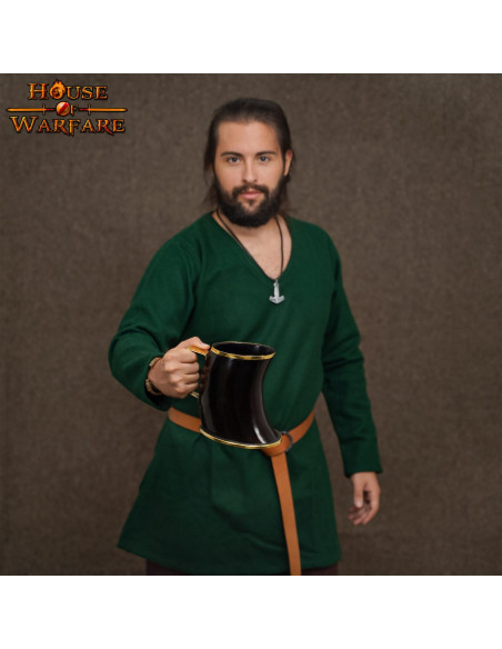 Medieval drinking jug in horn horn...