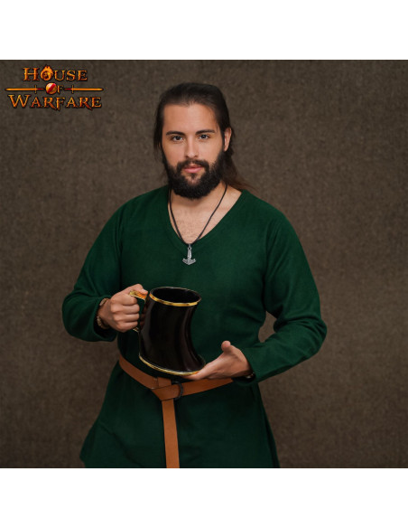 Medieval drinking jug in horn horn...