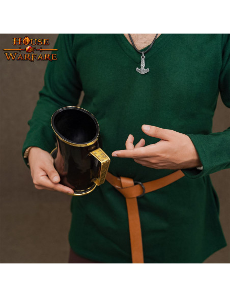Medieval drinking jug in horn horn...