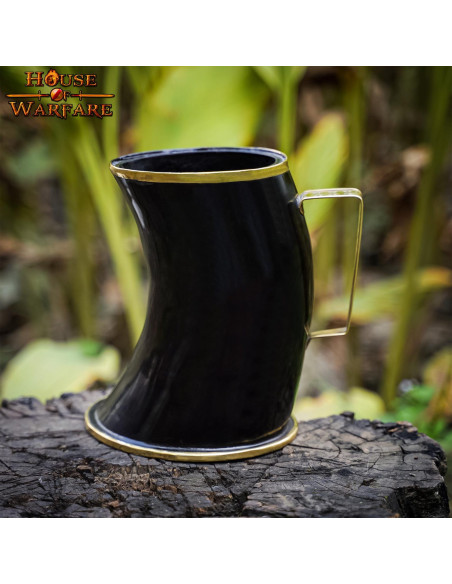 Medieval drinking jug in horn horn...