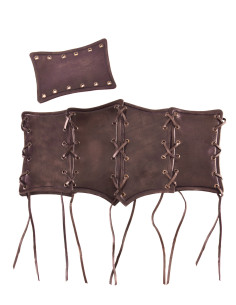 Medieval leather corset with laces, brown