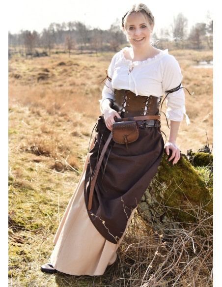 Medieval leather corset with laces,...