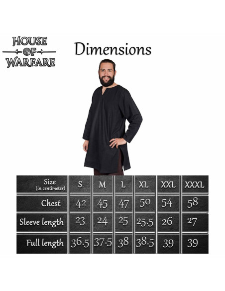 Viking and medieval cotton tunic - black