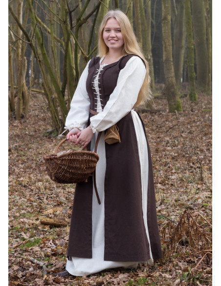 Medieval Dress Marit with Cord, brown Medieval Dress Marit with Cord, brown
