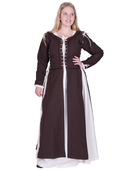 Medieval Dress Marit with Cord, brown Medieval Dress Marit with Cord, brown