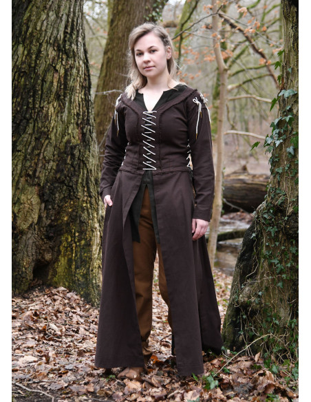 Medieval Dress Marit with Cord, brown Medieval Dress Marit with Cord, brown