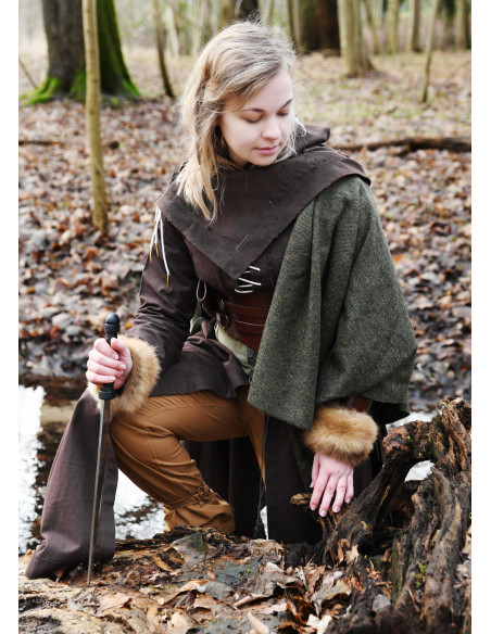Medieval Dress Marit with Cord, brown Medieval Dress Marit with Cord, brown