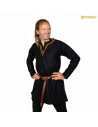 Viking tunic in the with piped collar - black