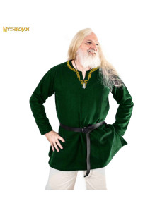 Viking tunic in the with piped collar - green