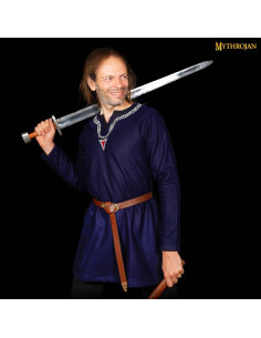 Viking tunic in the with piped collar - blue