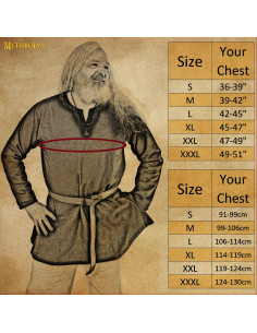 Viking tunic in the with piped collar - blue 2