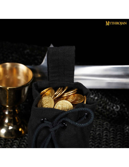 Black medieval beggar bag with laces...