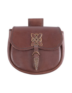 Celtic medieval leather bag (15 x 15 cm.)