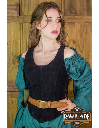 Medieval leather bodice Granada model - Black