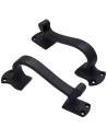 Set 2 medieval door handles in wrought iron (16.5x4.5 cm.)