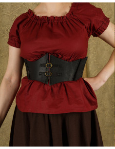 Talia medieval leather bodice - black