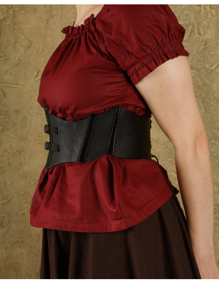 Talia medieval leather bodice - black
