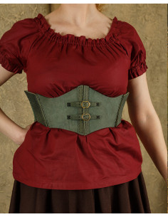 Talia medieval leather bodice - Green