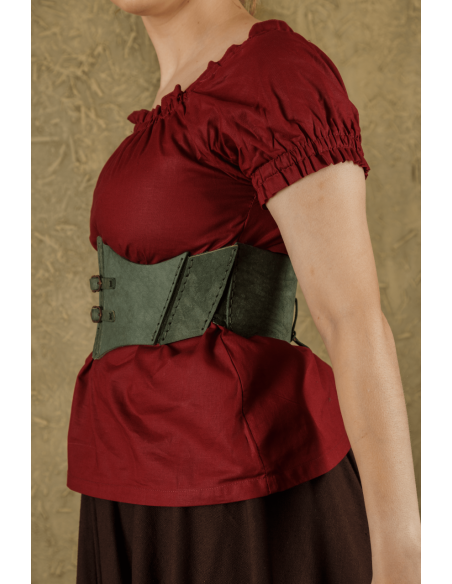 Talia medieval leather bodice - Green Talia medieval leather bodice - Green