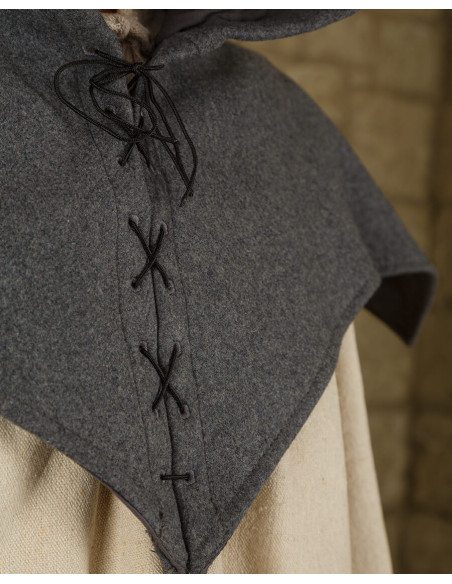 Medieval Folke Hood in Wool - Gray
