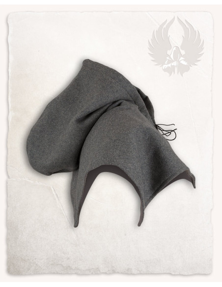 Medieval Folke Hood in Wool - Gray