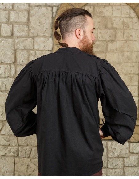 Black medieval shirt with ties model...