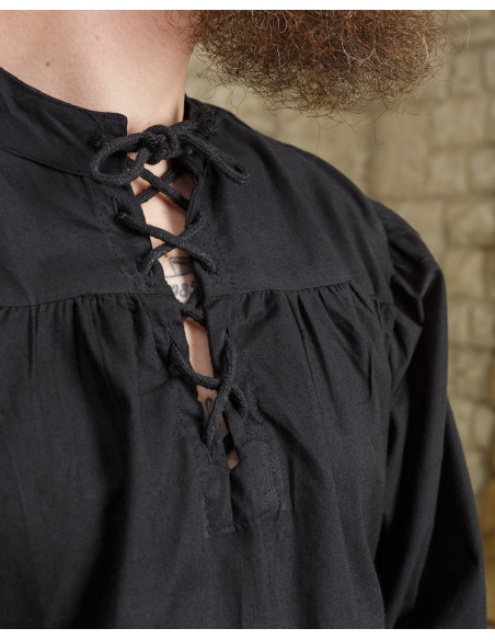 Black medieval shirt with ties model...