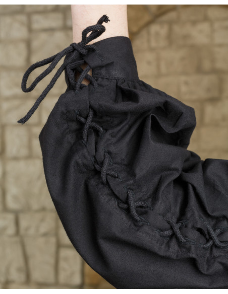 Black medieval shirt with ties model...