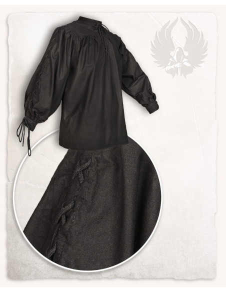 Black medieval shirt with ties model...