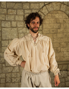 Medieval cream shirt with ties model Alex
