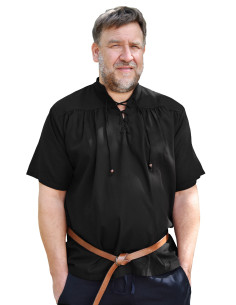 Medieval shirt man short sleeve - black