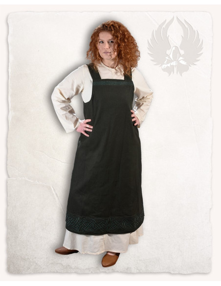 Viking apron dress model Alva, green Viking apron dress model Alva, green
