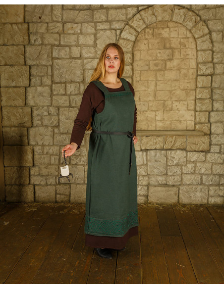 Viking apron dress model Alva, green Viking apron dress model Alva, green