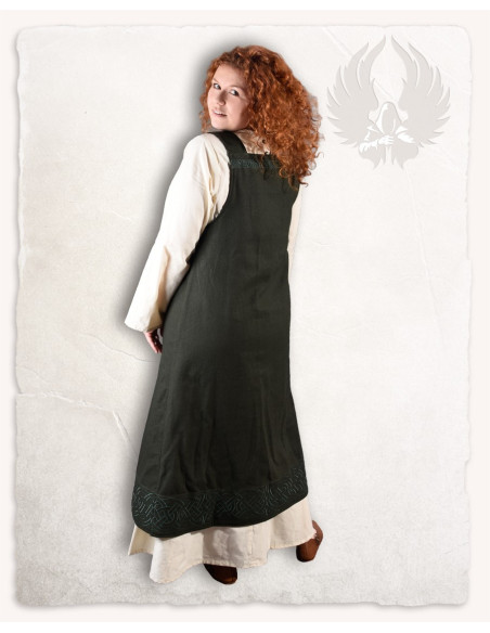 Viking apron dress model Alva, green Viking apron dress model Alva, green