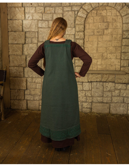 Viking apron dress model Alva, green Viking apron dress model Alva, green