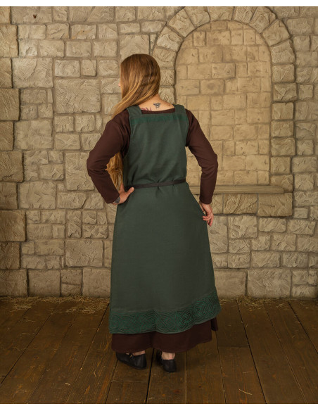 Viking apron dress model Alva, green Viking apron dress model Alva, green