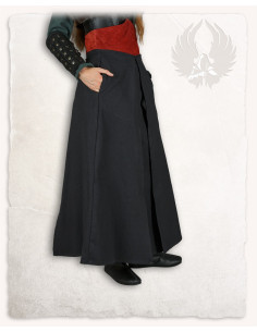 Medieval Brielle model overskirt - black/burgundy canvas
