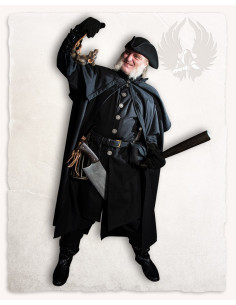 Medieval cloak high neck model Bron - black 2