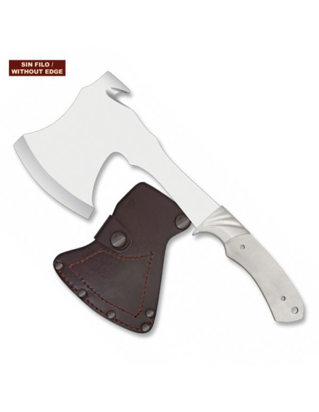 Ax with skinner and steel blade, blunt